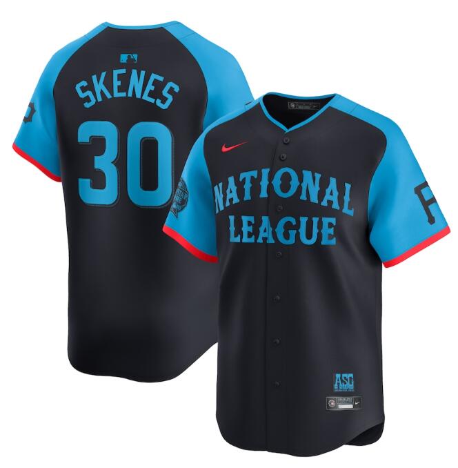 Men's National League #30 Paul Skenes Navy 2024 All-Star Limited Stitched Baseball Jersey Men's National League #30 Paul Skenes Navy 2024 All-Star Limited Stitched Baseball Jersey